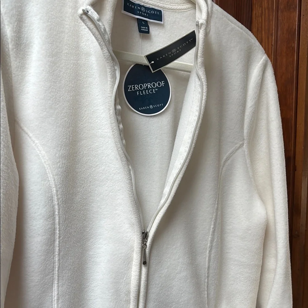 Karen Scott Cream Fleece Jacket - Picture 4 of 5